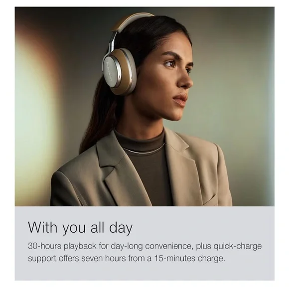 BNWT Bowers & Wilkins Px8 Over-Ear noise canceling Headphones in Tan and Silver - Picture 6 of 16